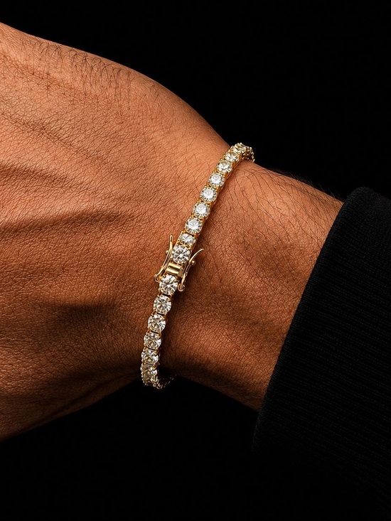 925 Sterling Silver Jewelry - 18K Gold Plated, 5.6CTW Moissanite Tennis Bracelet